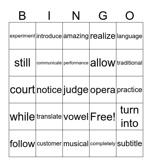 Lesson4. Coffee, Honey? Bingo Card