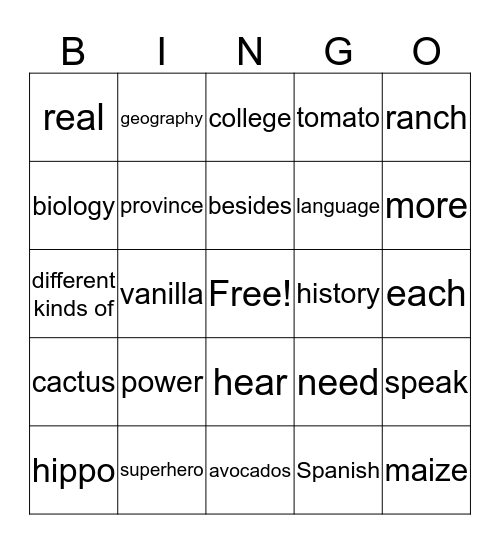 Bingo Card