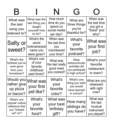 ICE BREAKER BINGO Card