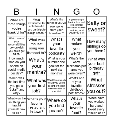 ICE BREAKER BINGO Card