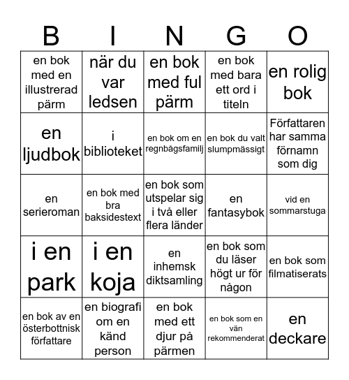 Sommarens läsbingo 2018 Bingo Card