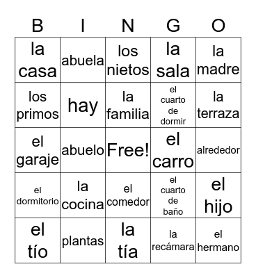 Lección 19 Bingo Card