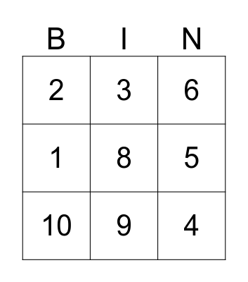 Fractions! Bingo Card