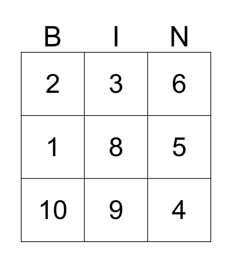 Fractions! Bingo Card