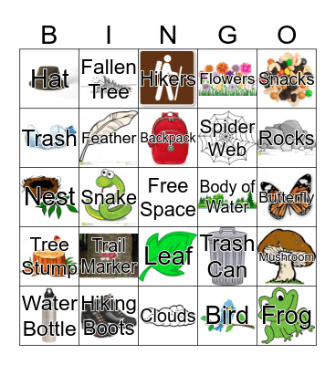 Hiking Bingo Card