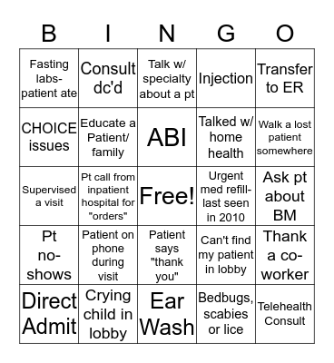 Happy Nurse's Week Bingo Card
