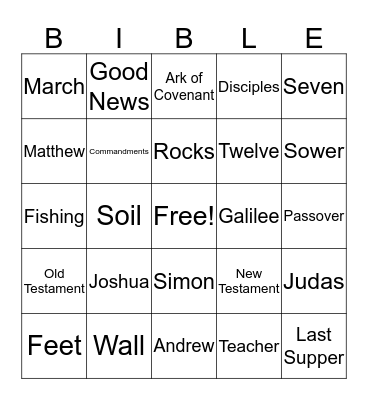 Bible Trivia Bingo Card