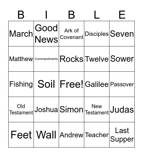 Bible Trivia Bingo Card
