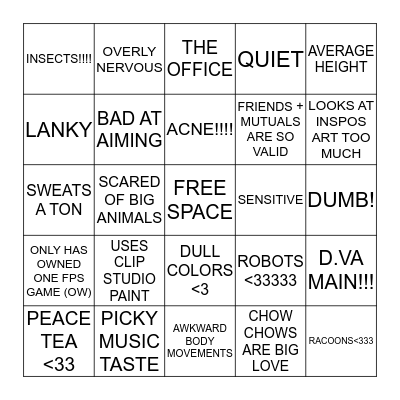 ANTHONY BINGO Card