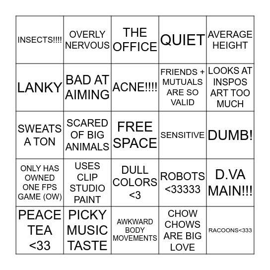 ANTHONY BINGO Card