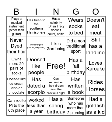 BK People Bingo Card