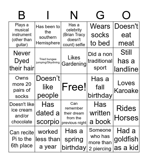 BK People Bingo Card