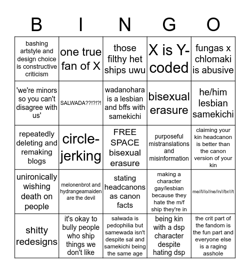 mogecrit bingo ft bisexual erasure Bingo Card