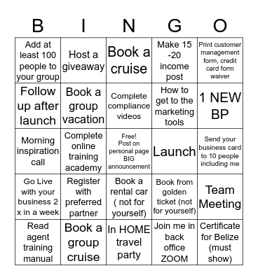 TRAVEL AGENT BINGO Card