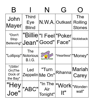 Jimmy Geez Music Bingo Card