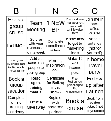 TRAVEL AGENT BINGO Card