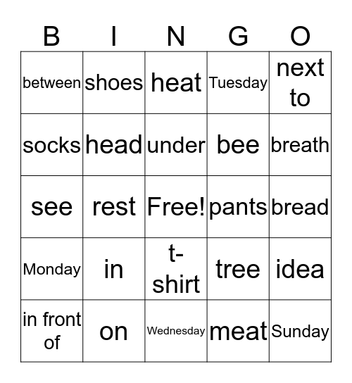 May 3, 2018 Bingo Card