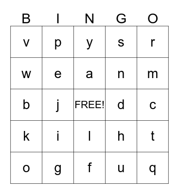 Alphabet Bingo Card