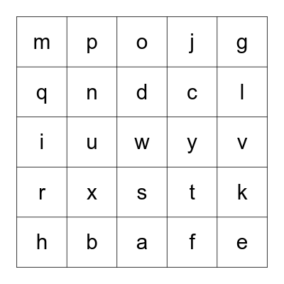 ALPHABET BINGO  Bingo Card