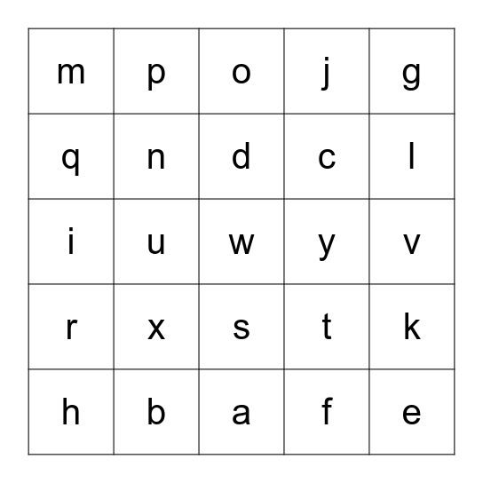 ALPHABET BINGO  Bingo Card