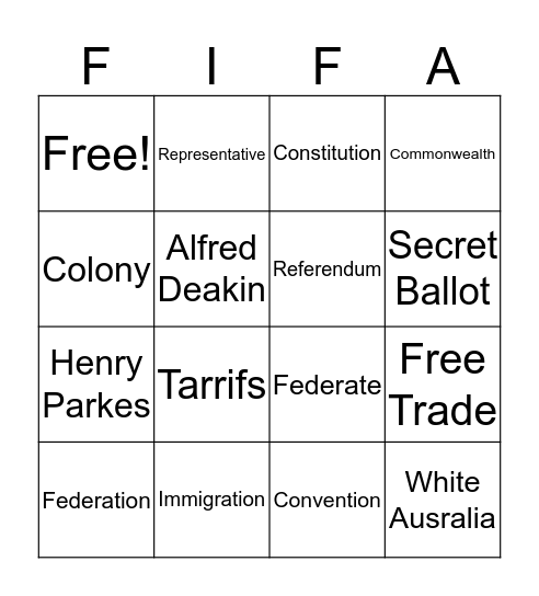 FEDERATION BINGO Card