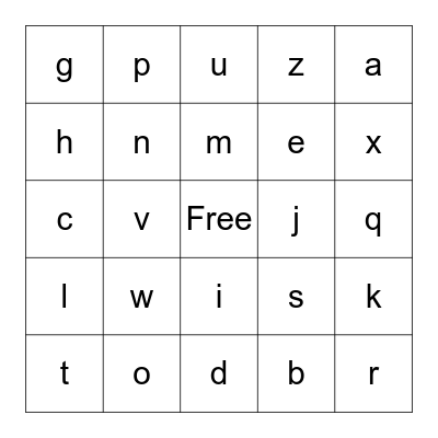 ALPHABET BINGO Card