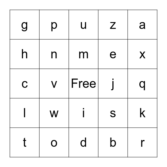 ALPHABET BINGO Card