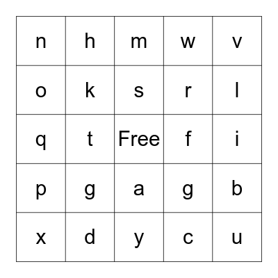 ALPHABET BINGO Card