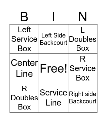 Tennis Bingo Card