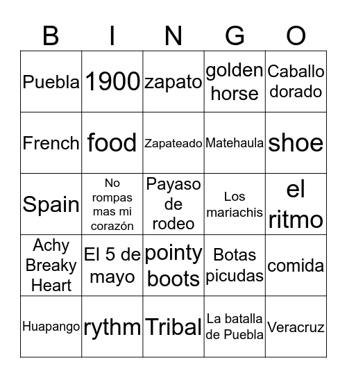 La cultura Bingo Card