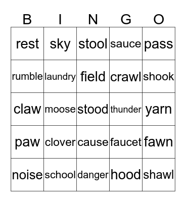 Wordlist 9 Bingo Card