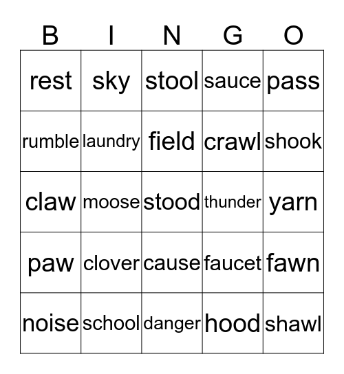 Wordlist 9 Bingo Card