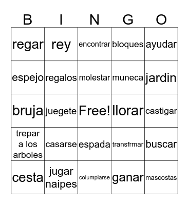 Spanish Unit 3 Bingo Card