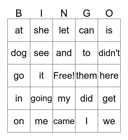 Easy HFW Bingo Card