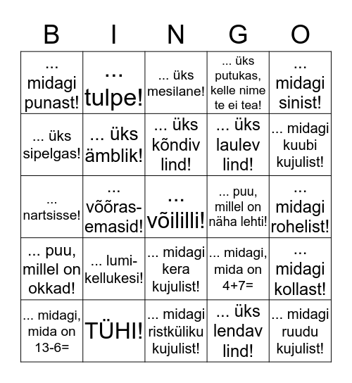 Kevade bingo - leia... Bingo Card