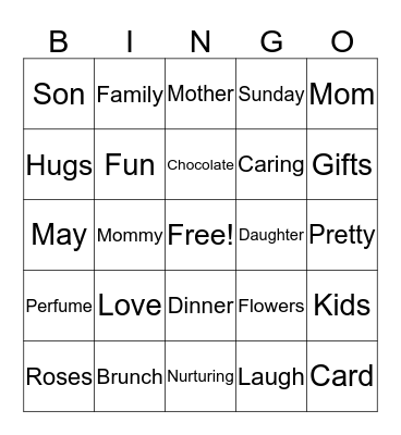 Mother's Day Bingo Card