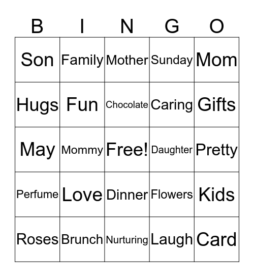 Mother's Day Bingo Card