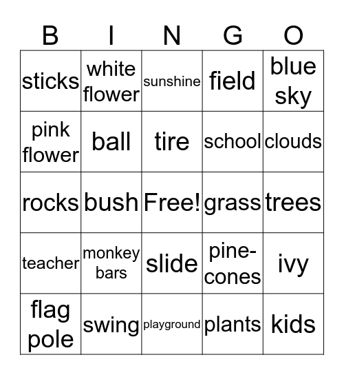 Outside Bingo Card