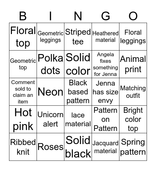 Shop the Box Bingo 5/3 Bingo Card