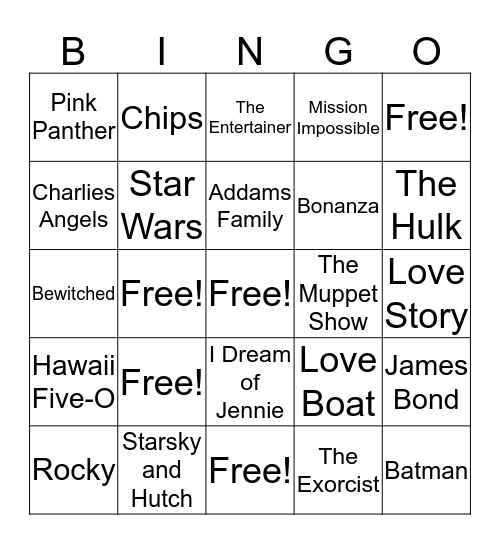 Movie & TV Songs1 Bingo Card