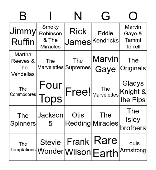 Mowtown Classics Bingo Card