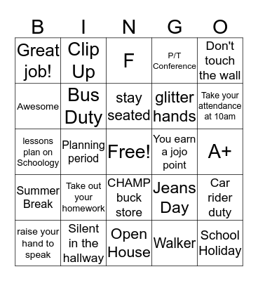 BBE All STar Bingo Card
