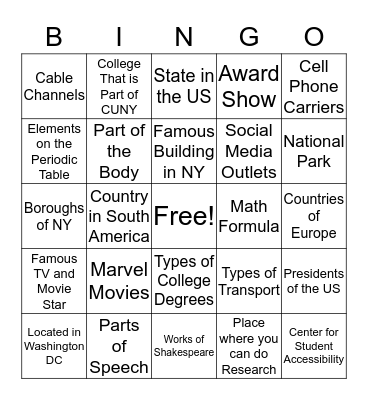CENTER FOR STUDENT ACCESSIBILITYUntitled Bingo Card