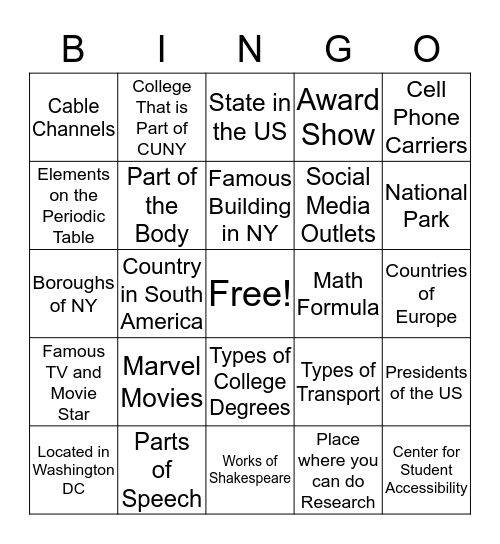 CENTER FOR STUDENT ACCESSIBILITYUntitled Bingo Card