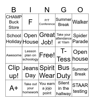 BBE All STar Bingo Card