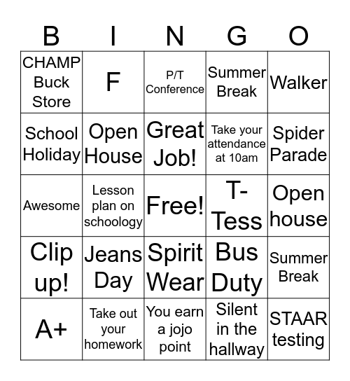 BBE All STar Bingo Card