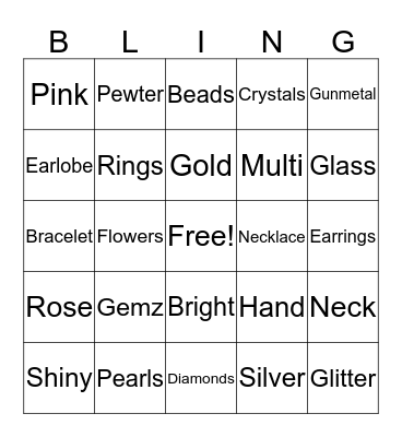BLING Bingo Card