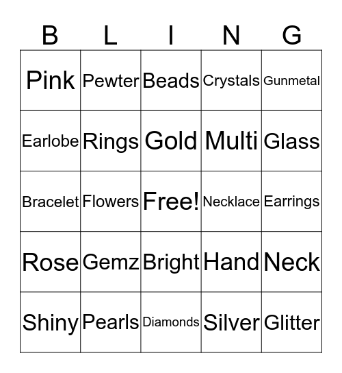 BLING Bingo Card