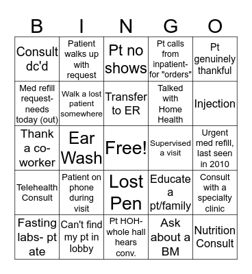 Happy Nurse's Week Bingo Card