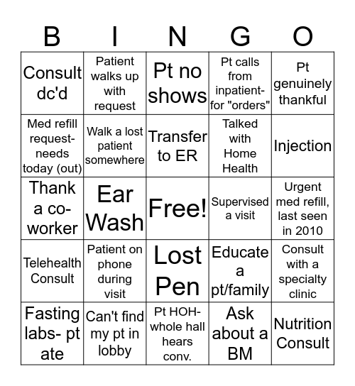 Happy Nurse's Week Bingo Card